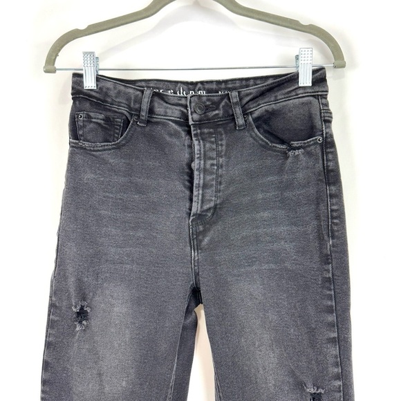 Hippie Denim Real Cheeky Distressed Raw Hem Button Fly Stretch Jeans sz 28 Black - Picture 2 of 12